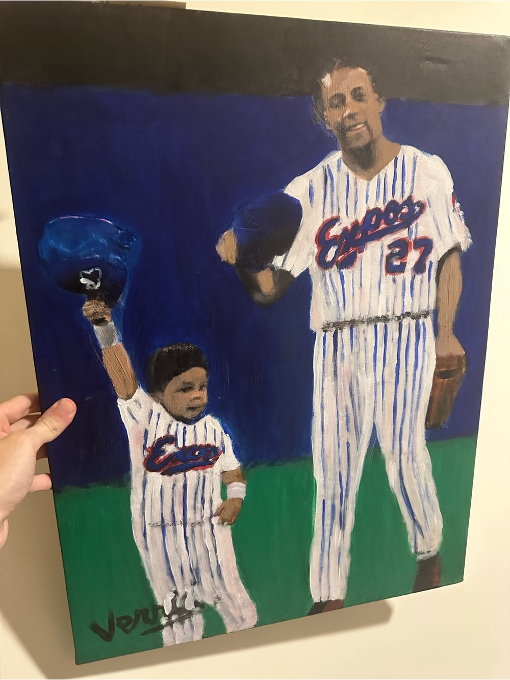 Vladimir Guerrero jr and Vladdy original 24x18 painting 1/1 one of a kind